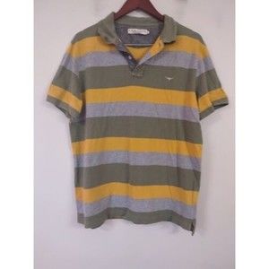 R.M. Williams Mens Polo Shirt Size XL Brown Striped Logo Collared Rugby